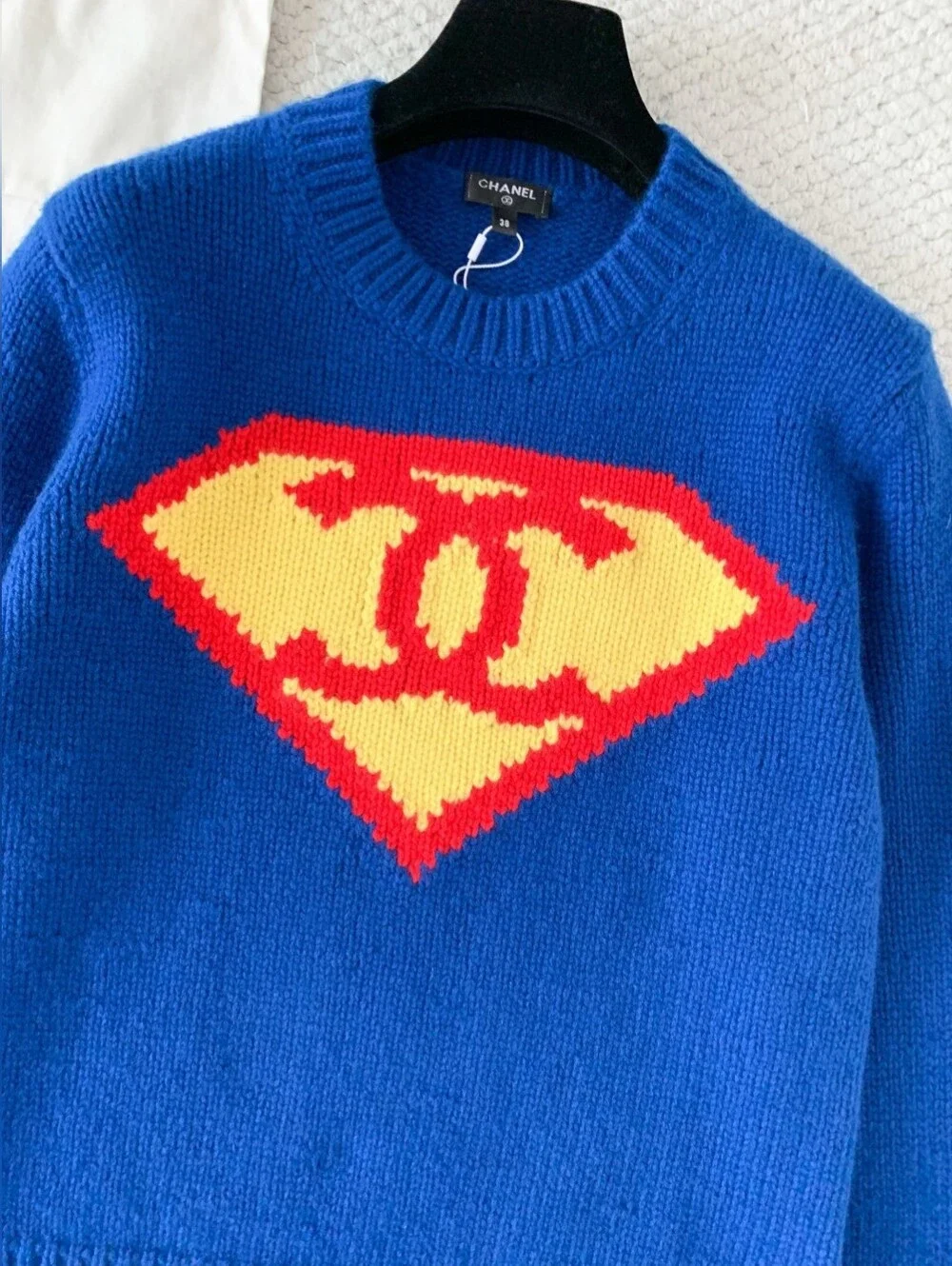 CHANEL Blue Cashmere Crewneck Sweater